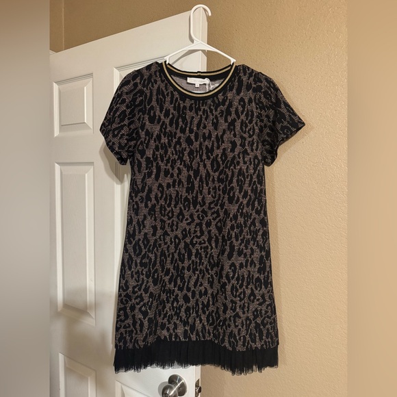 Corey Lynn Calter Black and Brown Leopard Print Tee - Picture 1 of 5